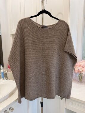 Vince Taupe Ribbed Boatneck Sweater